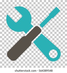 Grey And Cyan Tools toolbar pictogram. Vector pictogram style is a flat bicolor symbol on chess transparent background.