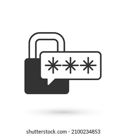 Icono de ciberseguridad gris aislado en fondo blanco. Cerradura cerrada en la tarjeta de circuito digital. Concepto de seguridad. Protección digital de datos.  Vector