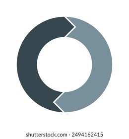 Diagrama de ciclo gris con flechas 2 pasos gráfico circular o gráfico circular para el concepto de presentación de negocios. Progreso para el Vector de objetivos de marketing y educación.