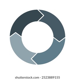 Diagrama de ciclo gris con flechas Diagrama circular de 4 pasos o gráfico circular para el concepto de presentación comercial. Progreso para el Vector de metas de marketing y educación.