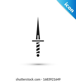 Icono de Daga gris aislado en fondo blanco. Icono de cuchillo. Espada con hoja afilada. Ilustración vectorial