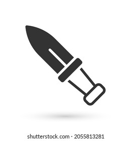 Icono de Daga gris aislado en fondo blanco. Icono de cuchillo. Espada con cuchilla afilada.  Vector