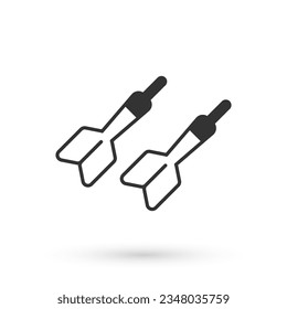 Grey Dart arrow icon isolated on white background.  Vector
