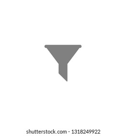 grey data filter silhouette. flat data funnel icon. isolated on white background. Analytics info, tunnel information, flow exploration, vector illustration