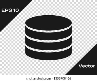 Grey Database icon isolated on transparent background. Network databases, disc with progress bar. Backup concept. Vector Illustration