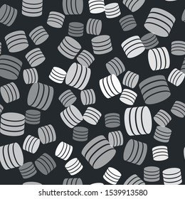 Grey Database icon isolated seamless pattern on black background. Network databases, disc with progress bar. Backup concept.  Vector Illustration