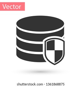 Grey Database protection icon isolated on white background. Secure database icon. Vector Illustration