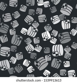 Grey Database protection icon isolated seamless pattern on black background. Secure database icon.  Vector Illustration