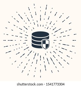 Grey Database protection icon isolated on beige background. Secure database icon. Abstract circle random dots. Vector Illustration