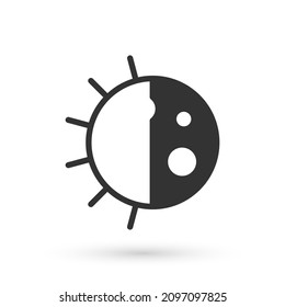 Grey Day night cycle icon isolated on white background. Day night concept, sun and moon.  Vector