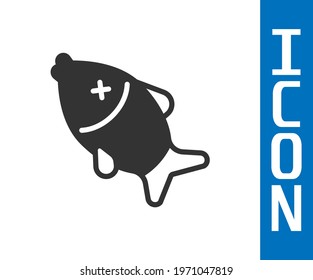 Grey Dead fish icon isolated on white background.  Vector