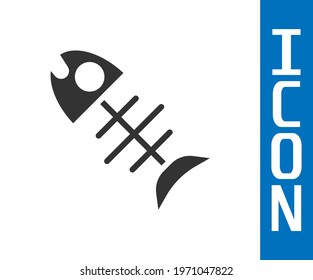 Grey Dead fish icon isolated on white background.  Vector