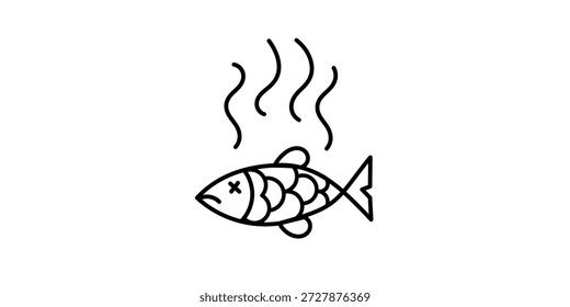 Icono de pescado muerto gris aislado sobre fondo blanco. Peces podridos. Ilustración vectorial. Icono de pescado podrido. icono de pescado muerto. 