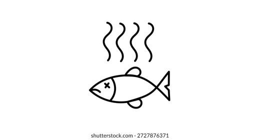 Icono de pescado muerto gris aislado sobre fondo blanco. Peces podridos. Ilustración vectorial. Icono de pescado podrido. icono de pescado muerto. 