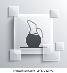Grey Decanter for wine icon isolated on grey background. Square glass panels. Vector