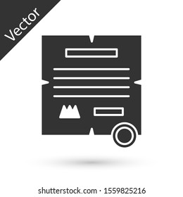 Grey Decree, paper, parchment, scroll icon icon isolated on white background.  Vector Illustration