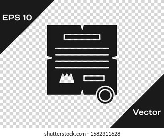Grey Decree, paper, parchment, scroll icon icon isolated on transparent background.  Vector Illustration