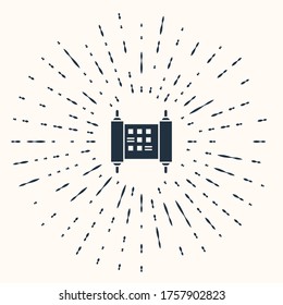 Grey Decree, paper, parchment, scroll icon icon isolated on beige background. Chinese scroll. Abstract circle random dots. Vector Illustration