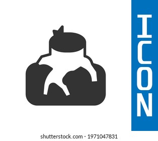 Grey Deforestation icon isolated on white background. Chopping forest, destruction of wood. Danger for ecology and air pollution.  Vector