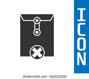 Grey Delete envelope icon isolated on white background. Delete or error letter. Cross on message. Rejected mail.  Vector Illustration
