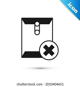 Grey Delete envelope icon isolated on white background. Delete or error letter. Cross on message. Rejected mail.  Vector