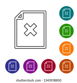 Grey Delete file document line icon isolated on white background. Rejected document icon. Cross on paper. Vector Illustration