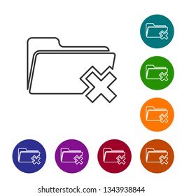 Grey Delete folder line icon isolated on white background. Folder with recycle bin. Delete or error folder. Close computer information folder sign. Vector Illustration