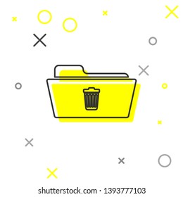 Grey Delete folder line icon isolated on white background. Folder with recycle bin. Delete or error folder. Close computer information folder sign. Vector Illustration