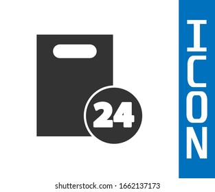 Grey Delivery with cardboard boxes icon isolated on white background. Door to door delivery by courier.  Vector Illustration