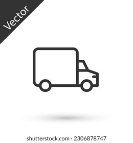 Grey Delivery cargo truck vehicle icon isolated on white background. Vector