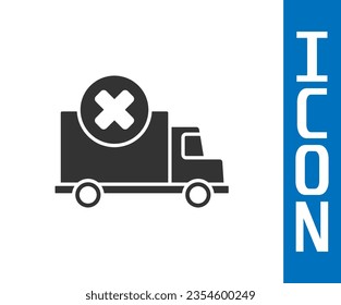 Grey Delivery cargo truck vehicle icon isolated on white background.  Vector Illustration
