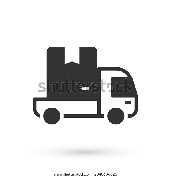 Grey Delivery cargo truck vehicle icon isolated on\
white background.  Vector