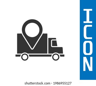 Grey Delivery tracking icon isolated on white background. Parcel tracking.  Vector Illustration