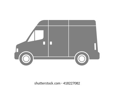 Grey delivery van on white background 