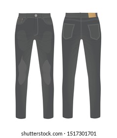 Grey denim pants. vector illustration
