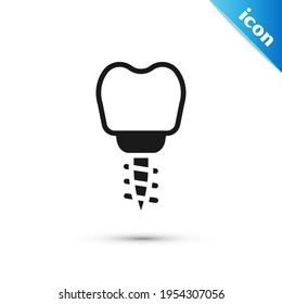 Grey Dental implant icon isolated on white background.  Vector