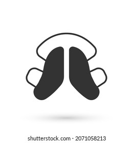 Grey Dental tooth plate icon isolated on white background.  Vector