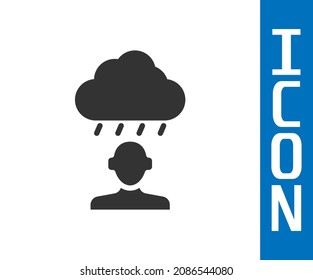 Grey Depression and frustration icon isolated on white background. Man in depressive state of mind. Mental health problems.  Vector