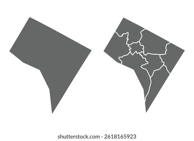 Grey design map set of Washington DC