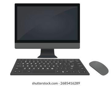 Grauer Desktop-Computer. Vektorgrafik