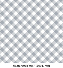 Motif harmonieux de gingham en diagonale grise. Motif rétro plaid de tissu. Création vintage de mode vectorielle harmonieuse.