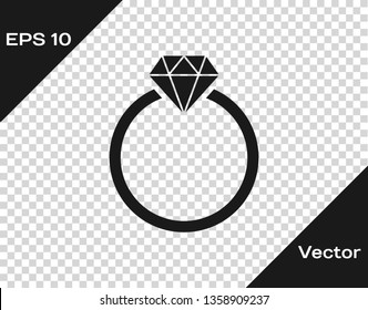 Grey Diamond engagement ring icon isolated on transparent background. Vector Illustration