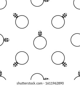 Grey Diamond engagement ring icon isolated seamless pattern on white background.  Vector Illustration