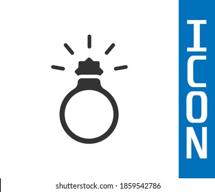 Grey Diamond engagement ring icon isolated on white background.  Vector