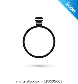 Icono del anillo de compromiso de diamante gris aislado en fondo blanco.  Vector