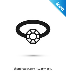 Grey Diamond engagement ring icon isolated on white background.  Vector