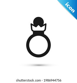 Grey Diamond engagement ring icon isolated on white background.  Vector