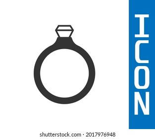 Grey Diamond engagement ring icon isolated on white background.  Vector