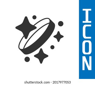Icono del anillo de compromiso de diamante gris aislado en fondo blanco.  Vector