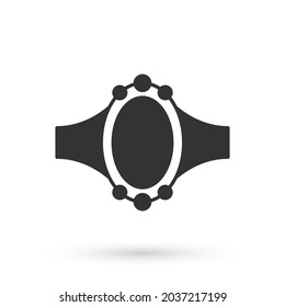 Grey Diamond engagement ring icon isolated on white background.  Vector